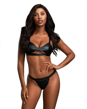 3 Piece Robe, Bralette & Thong Set - X-Large -  Black