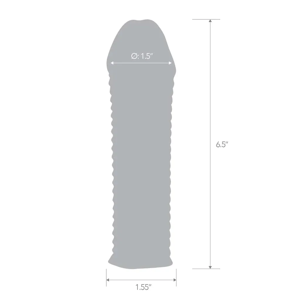 6.5 inch CLEAR TEXTURED PENIS ENHANCING SLEEVE EXTENSION with Stimulating Nubs