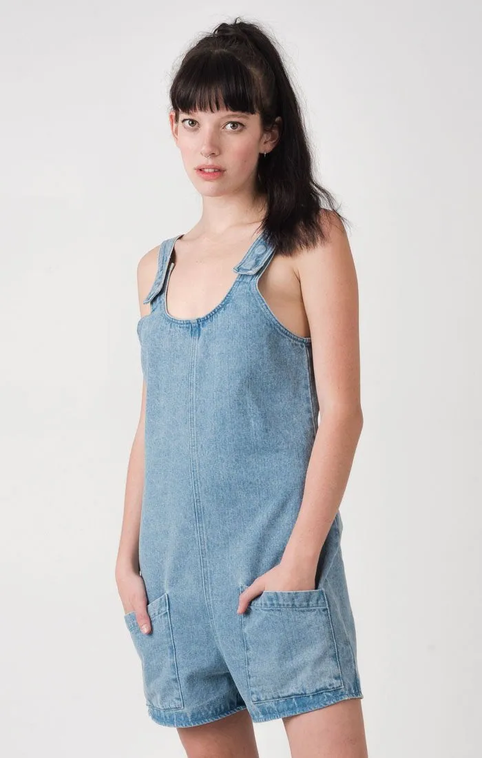 Afends Womens Adrien - Denim Short Overalls