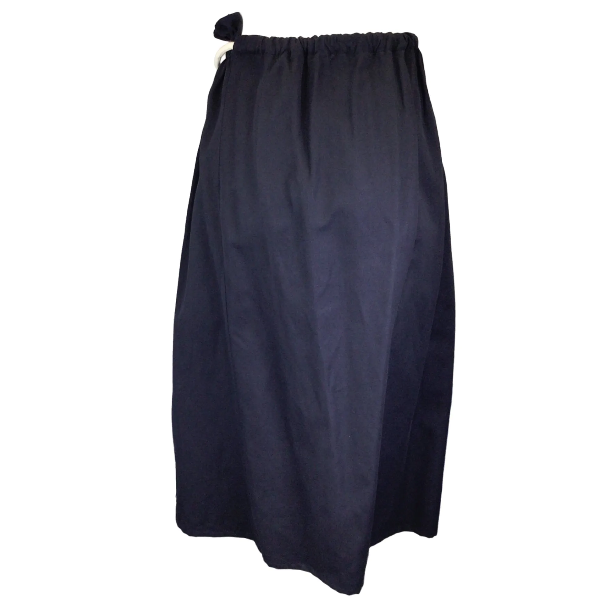 Atlantique Ascoli Navy Blue Long Cotton and Linen Skirt