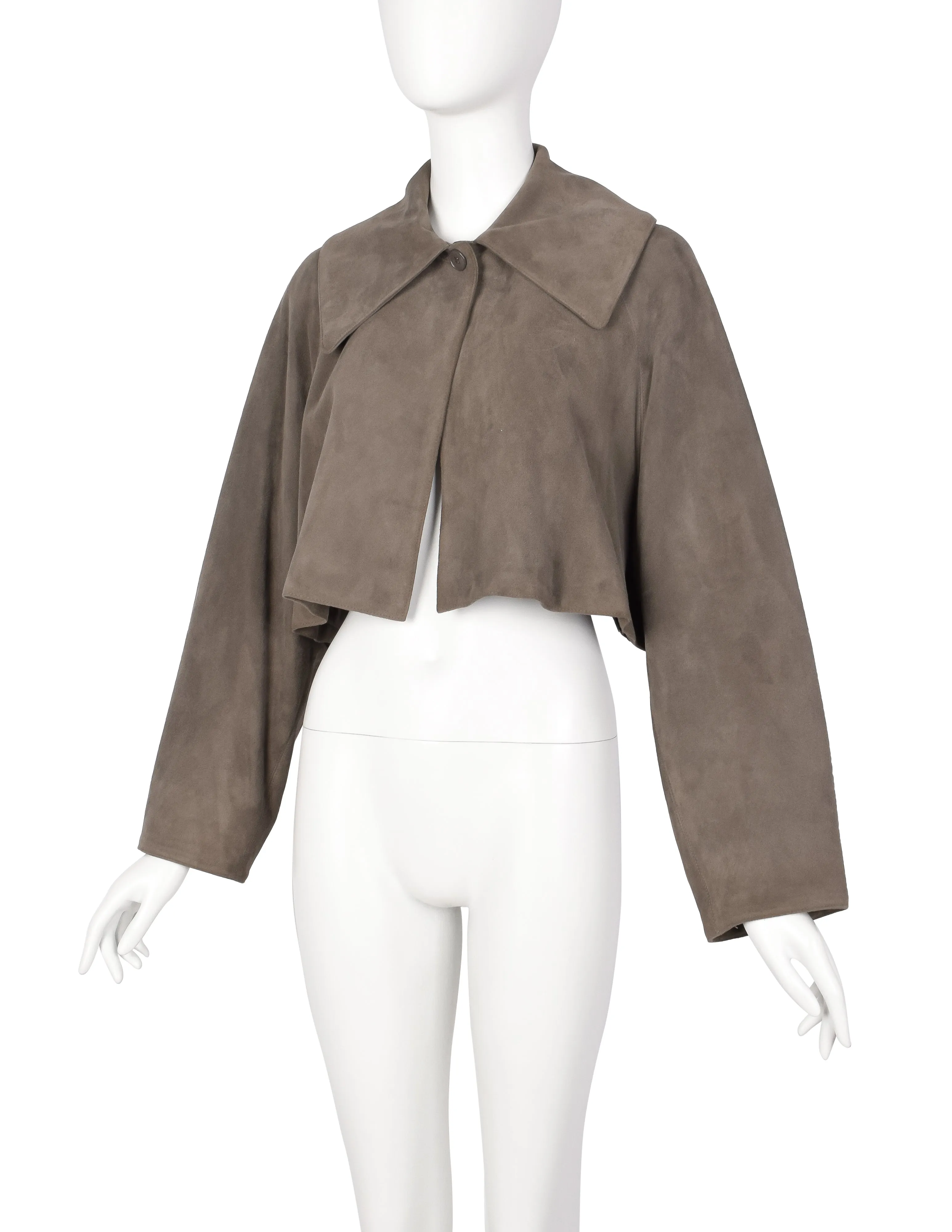 Azzedine Alaia Vintage AW 1989 Taupe Suede Cropped Jacket