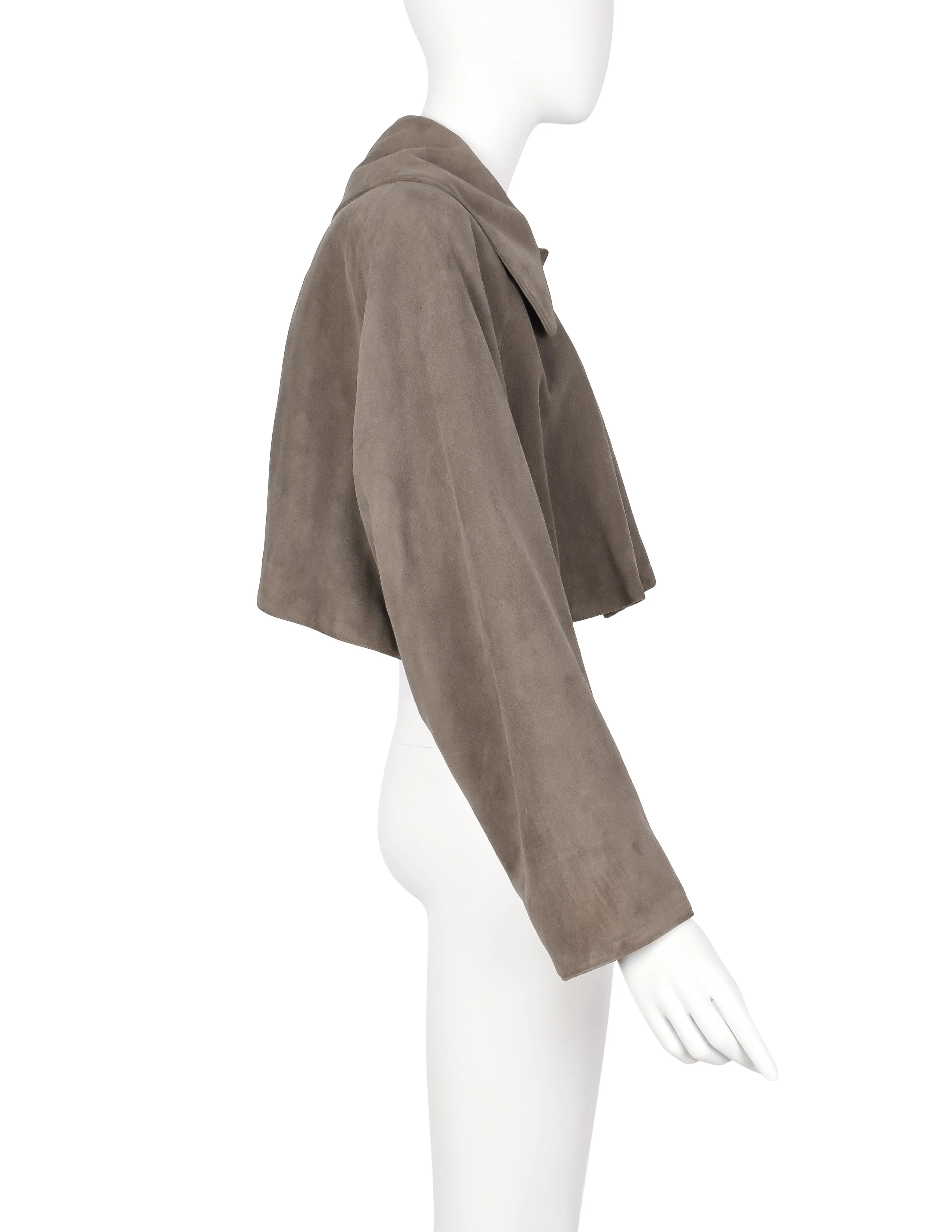 Azzedine Alaia Vintage AW 1989 Taupe Suede Cropped Jacket