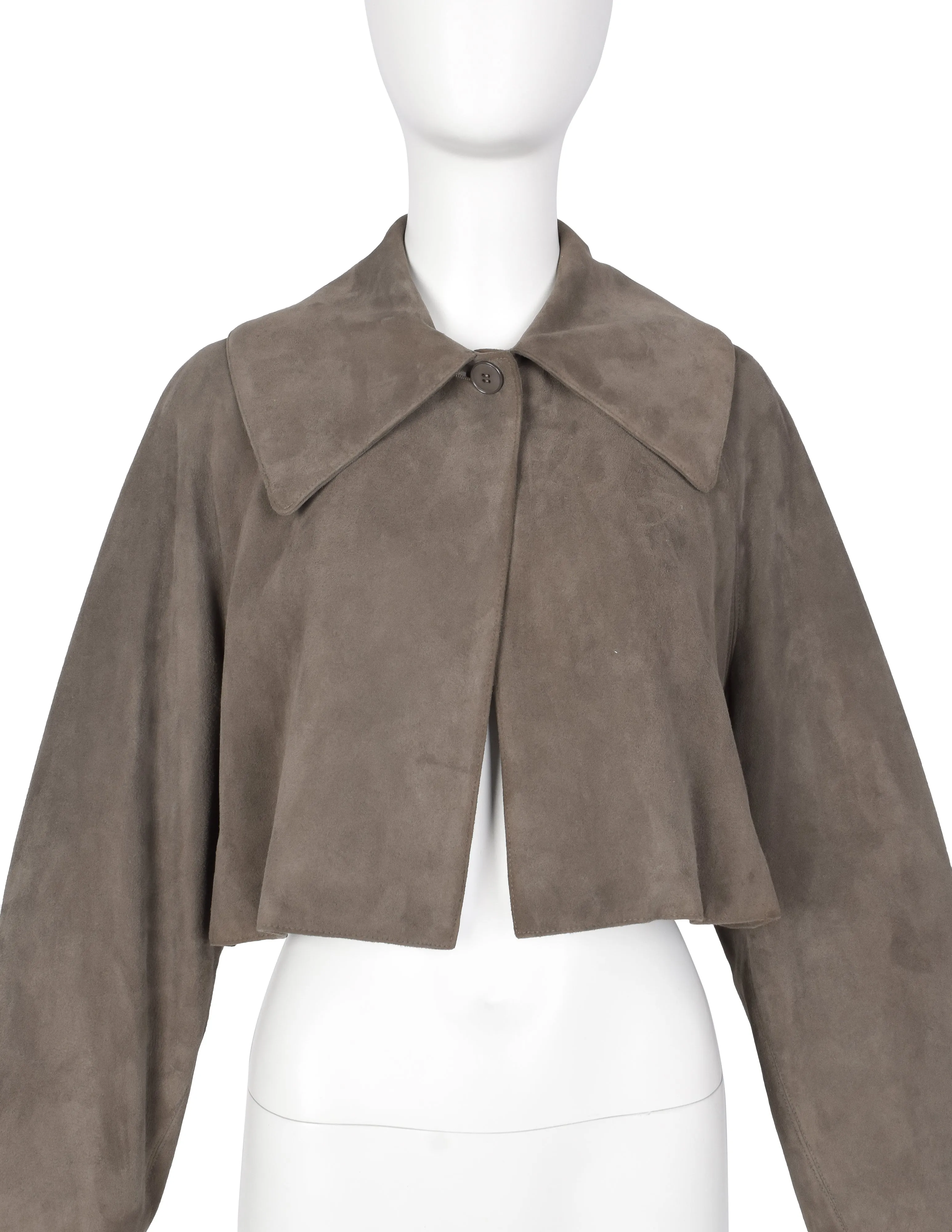 Azzedine Alaia Vintage AW 1989 Taupe Suede Cropped Jacket