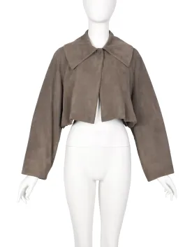 Azzedine Alaia Vintage AW 1989 Taupe Suede Cropped Jacket