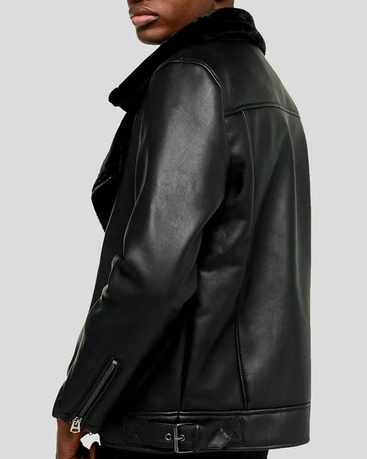 Bard Black Shearling Leather Jacket