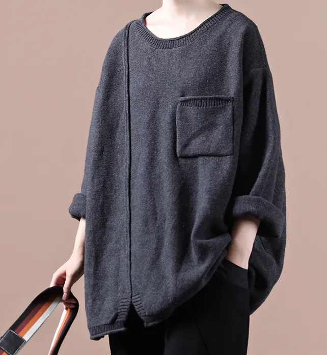 Black Loose Sweater Fall Women Cotton Tops Women Blouse Overall H9506