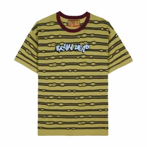 Brain Dead Embroidered Puckered Striped Shirt (Lime)