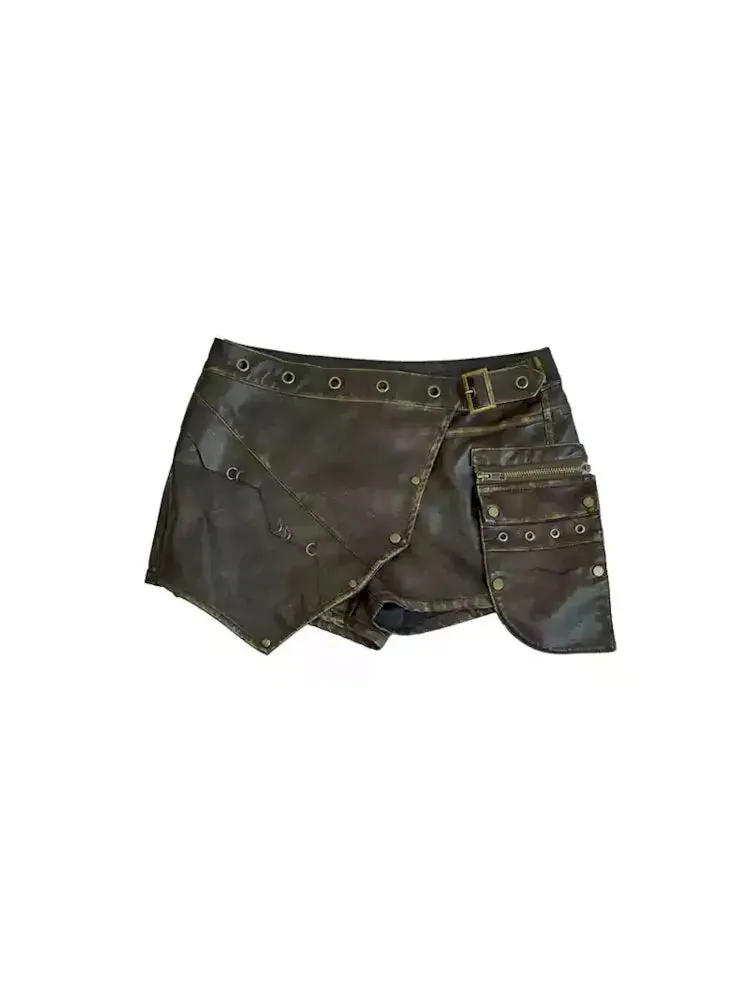 Color Pocket Leather Shorts【s0000009913】