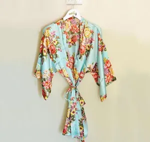 Floral Bridal Party Satin Robe