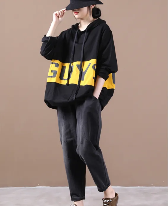 Hooded Women Cotton Tops Women Coat Long Sleeves Loose Style H9506