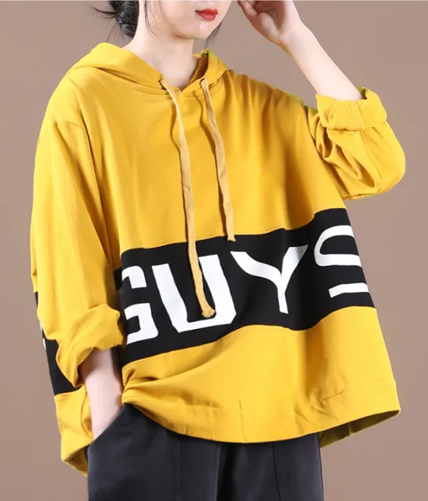 Hooded Women Cotton Tops Women Coat Long Sleeves Loose Style H9506