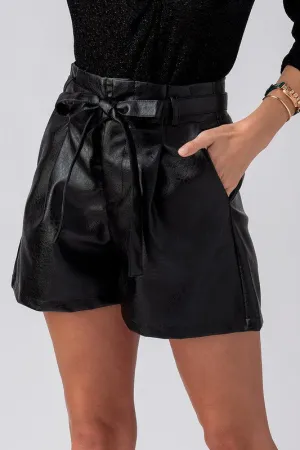 Join the Celebration Pocketed Faux Leather Shorts