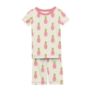 Kickee Pants Print Short Sleeve w / Shorts Pajama Set - Strawberry Pineapples