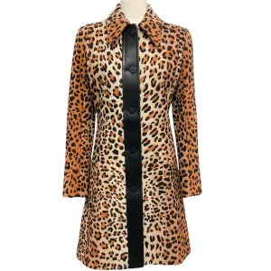 Louis Vuitton Leopard Embroidered Coat with Leather Trim