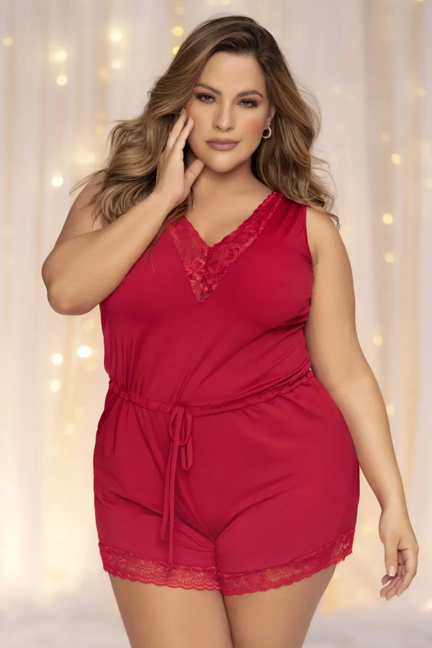 Mapale 7534X Curvy Size Sleep Romper Color Red