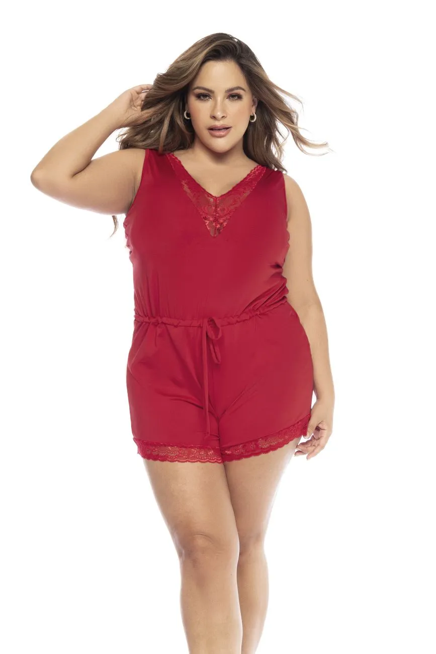 Mapale 7534X Curvy Size Sleep Romper Color Red