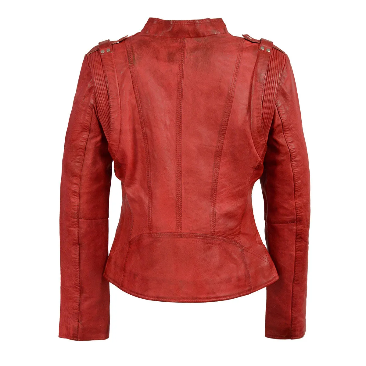 Milwaukee Leather Women's Distressed Red Vegan Leather Motorcycle