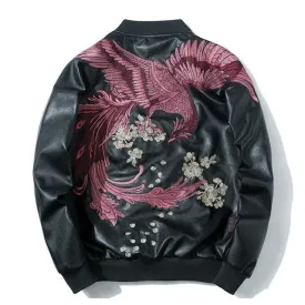 Phoenix Embroidery Hooded Pullover Sweatshirt