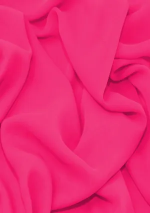 Premium Crepe Chiffon Fabric Hot Pink Plain Dyed 44/45" Decoration,Craft & Dress