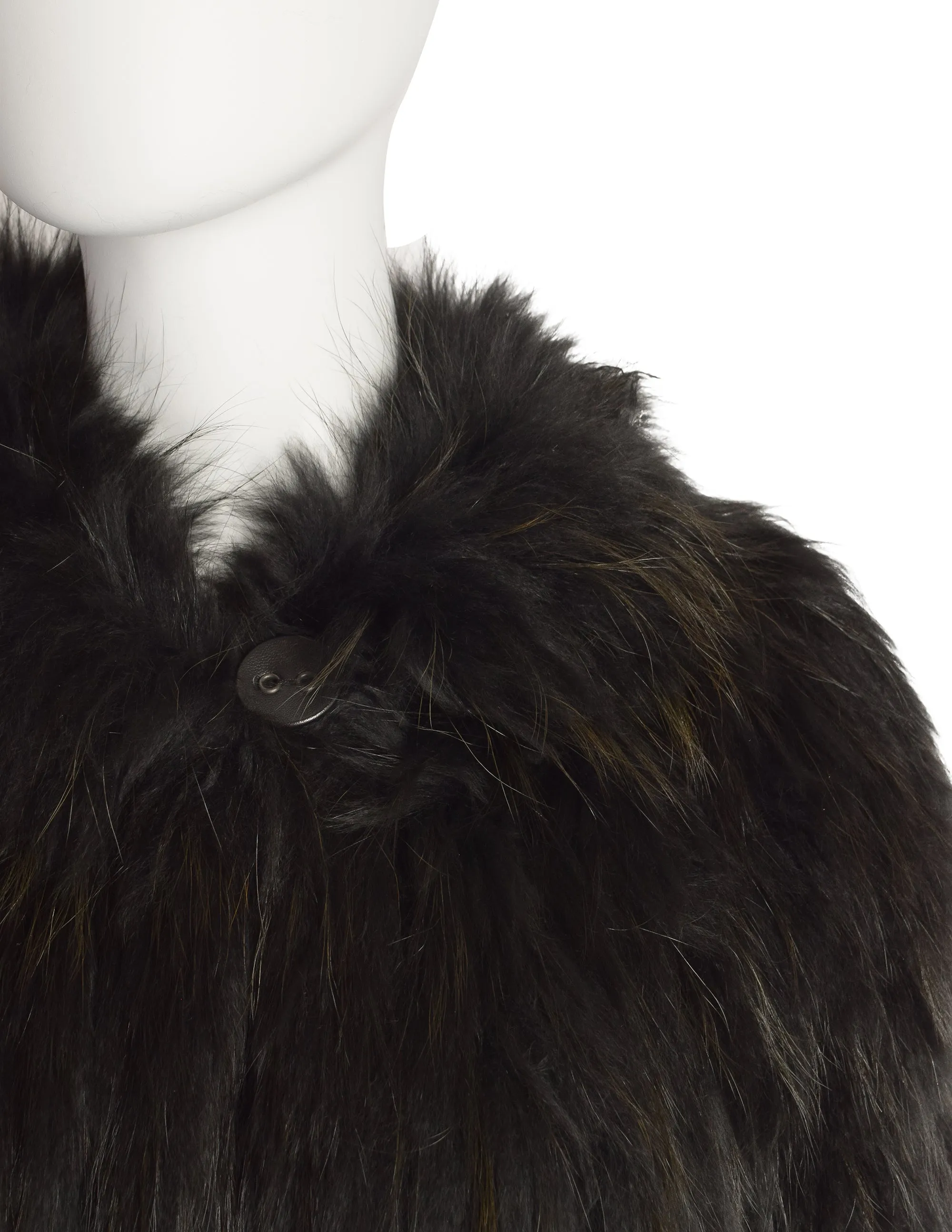 Sonia Rykiel Vintage Black Silver Fox Fur Knit Coat