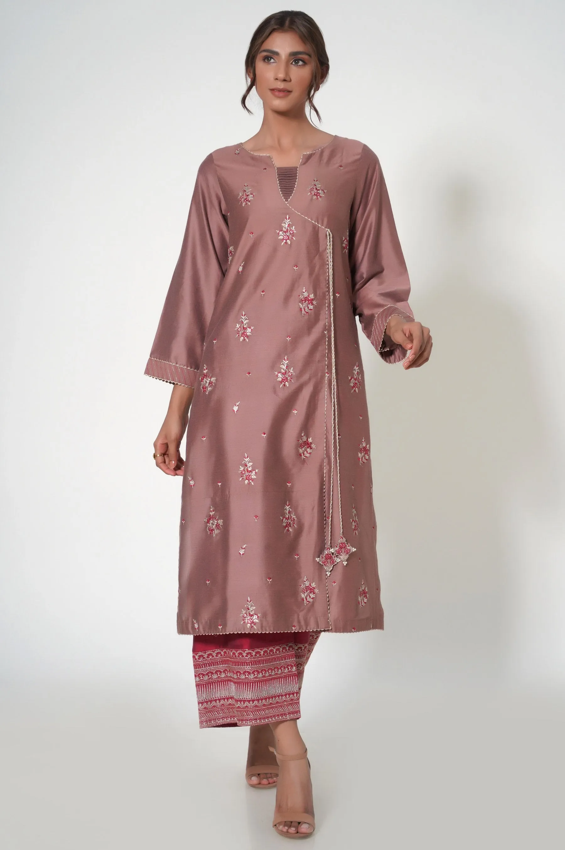 Stitched 2 Piece Cotton Silk Embroidered Outfit