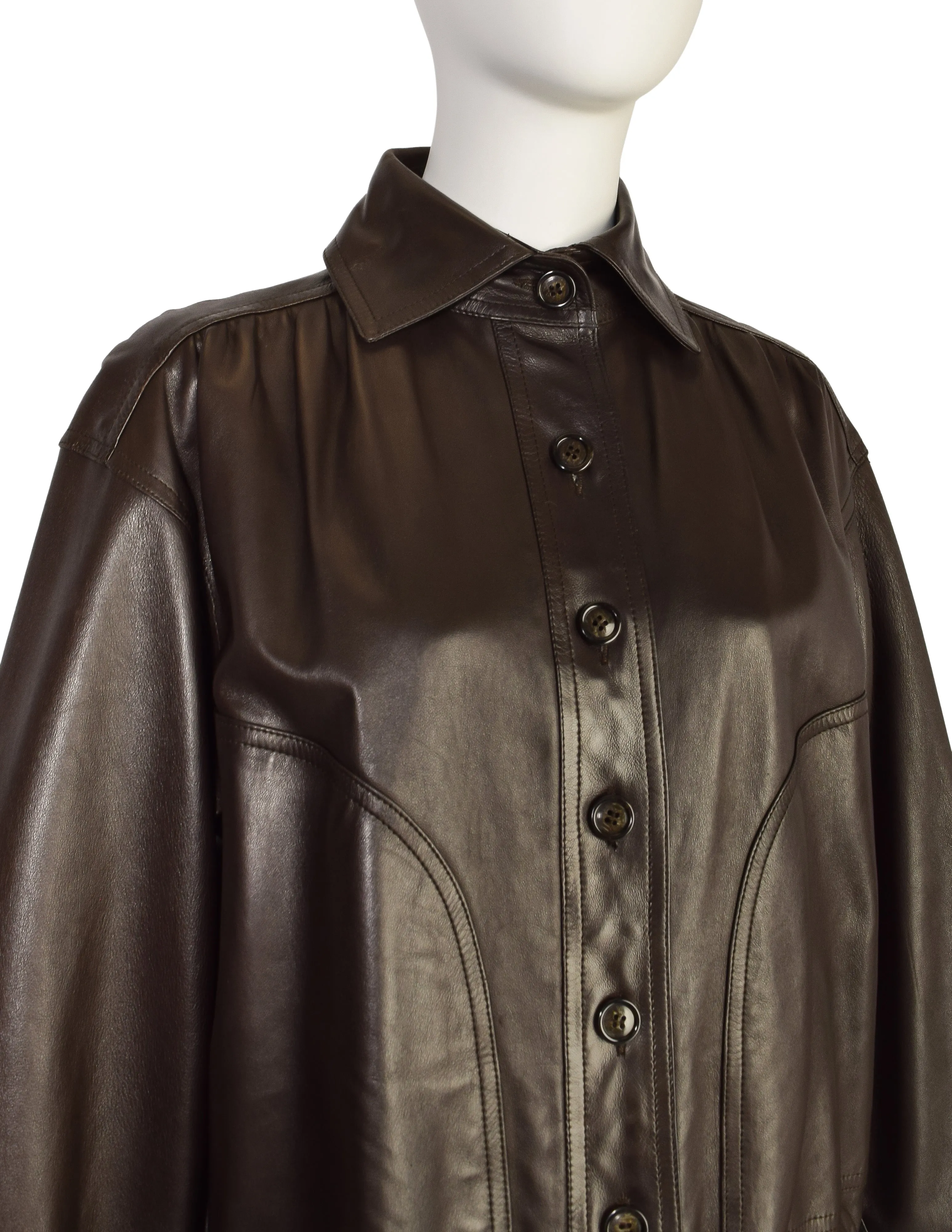 Yves Saint Laurent Vintage AW 1978 Chocolate Brown Lambskin Leather Bomber Style Jacket