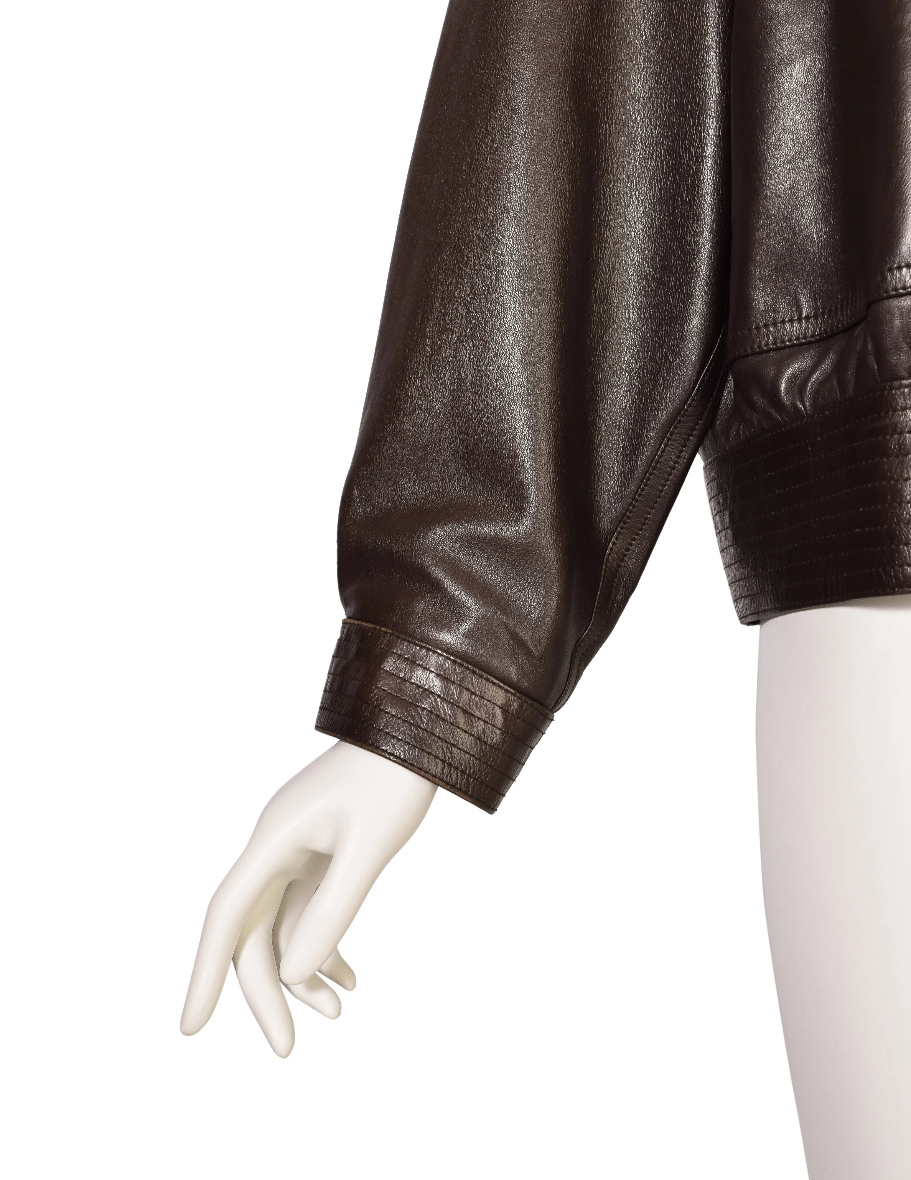 Yves Saint Laurent Vintage AW 1978 Chocolate Brown Lambskin Leather Bomber Style Jacket